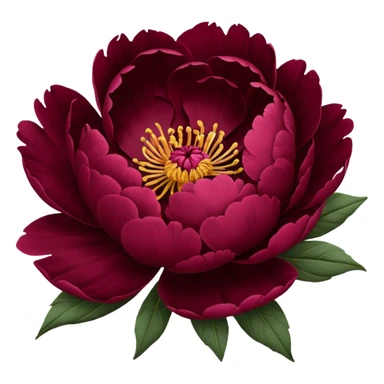Burgundy peony flower, open full bloom, no leaves, isolated, minimalistic style sticker