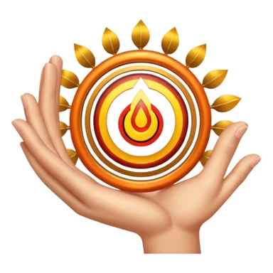 Make a emoji in which a finger taking sudarshan chakra sticker