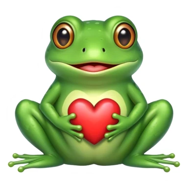cute frog with a heart sticker