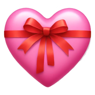 Pink heart with red ribbon  sticker