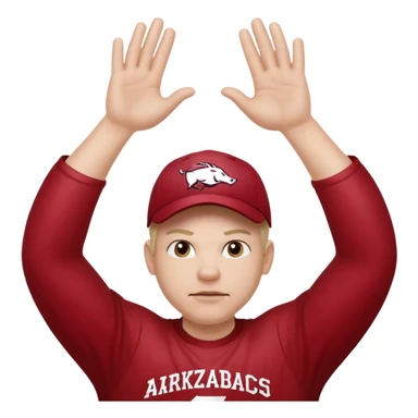 Arkansas razorbacks fan with hands raised over head sticker