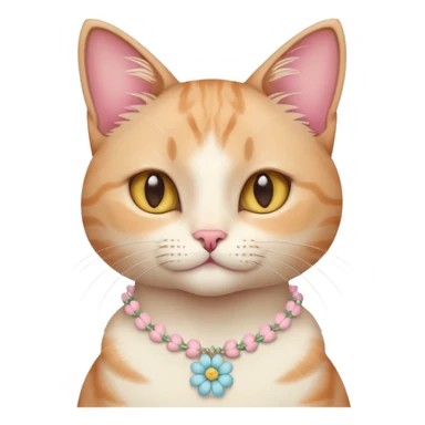 A cute cat with pastel flower necklace, posing proudly. sticker