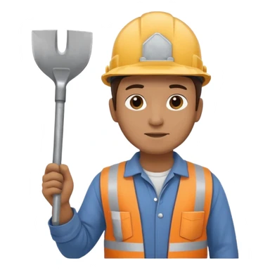 a construction worker holding shovel lifting towards his shoulder sticker