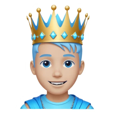boy neon cyberpunk light blue happy crown white and blue sticker