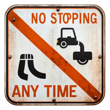 No Stopping Any Time sign sticker