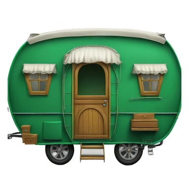 Realistic emerald green vintage round gypsy caravan wagon camper sticker