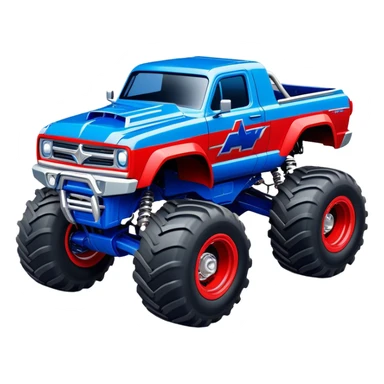 Avenger - Monster Jam (Model Year: 2021) (Iconic colour: Blue and red) - A dynamic monster truck with a split-color scheme: predominantly blue accented by bold red elements. Focus on strong, angular lines and vivid contrasting colors that evoke high energy and a futuristic, rebellious style. sticker