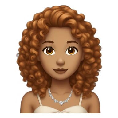 Mixed girl /curly long hair, cinnamon brown color/ with dark brown eyes / with a diamond dress sticker