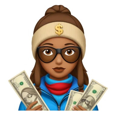 brown girl wit money and ski mask sticker