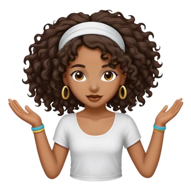 Dancing brown girl with long darn brown curly hair with headband hip hop sticker