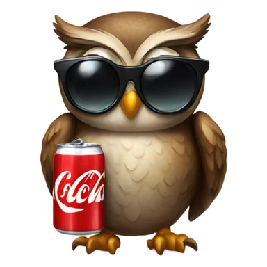 owl with sunglasses and a can of coke sticker