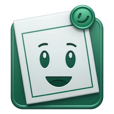 white documents with dark green stamp and small details in the same color, minimalist, emoji style sticker