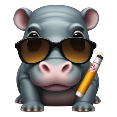 Pygmy hippo with cig and shades sticker