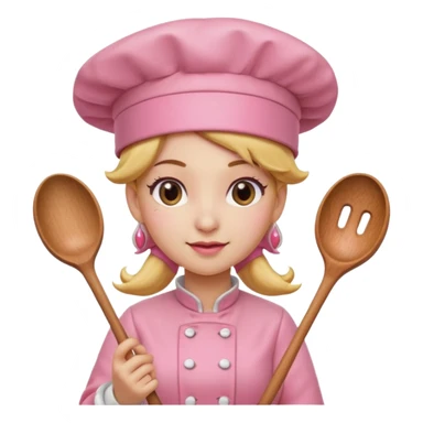 Pink chef hat princess peach with a spoon sticker