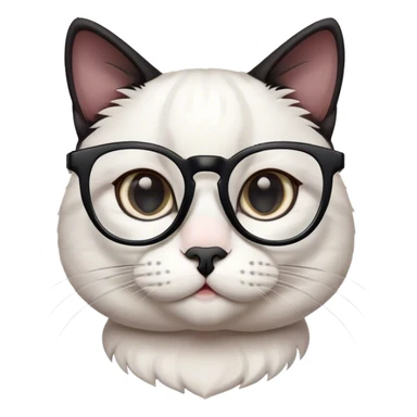 cat black adn white with glasses sticker