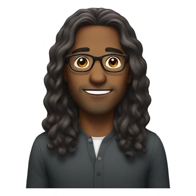 Brown skinned man with long hair with round glasses  sticker