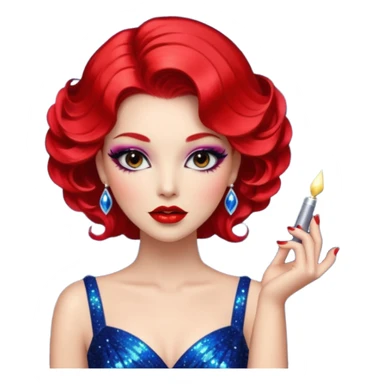 Představuji si mě jako glamourózní postavu, s výrazným make-upem a stylovým oblečením. Budu mít rtěnku v zářivé barvě, perfektně upravené vlasy a elegantní šaty. Pozadí bude plné třpytek a lesku, aby to podtrhlo mou módní vášeň. Styl bude spíše realistický, ale s nádechem fantazie a extravagance. 💅 sticker