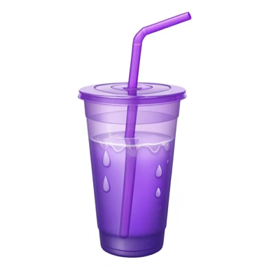 styrofoam cup with purple liquid and a straw sticker