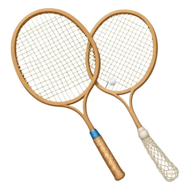Two crossed badminton rackets with a shuttlecock resting in between, set against the faint outline of a badminton court. The image highlights the tools of the sport, with a subtle emphasis on the court's net and boundaries, symbolizing competition and skill. sticker