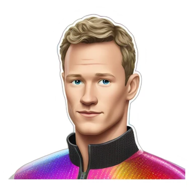 Fancy disco futuristic Jonathan Toews in rainbow bubble sticker