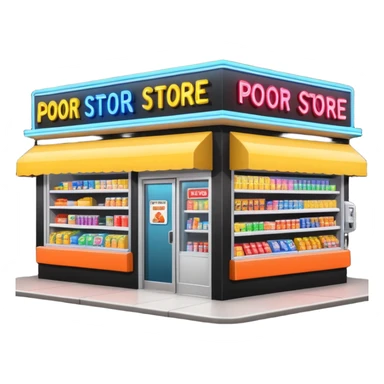 Convenience store named poor store and more sticker