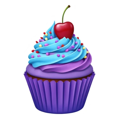 Cupcake: blue cream, purple paper, sprinkles with cherry on top  sticker