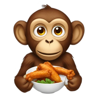 monkey eating a chicken wing sticker