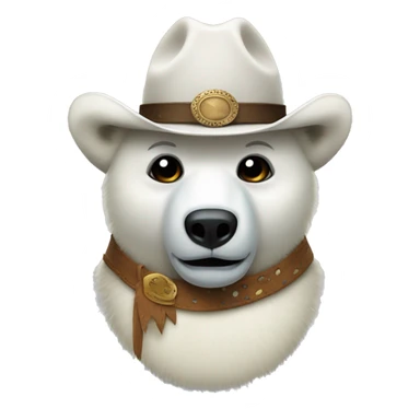 full body of a polar bear with a cowboy hat and masquerade mask sticker