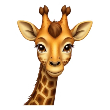 Cinematic Noble Giraffe Portrait Emoji, Poised and regal, with a towering, elegant build and a stunning, patterned Fur of warm yellows and browns, long, graceful neck and soulful, gentle eyes, Simplified yet sharp and sophisticated features, highly detailed, glowing with a soft, dignified glow, high shine, intelligent and graceful, stylized with an air of savannah majesty, focused and attentive, soft glowing outline, capturing the essence of a watchful and confident giant, so majestic it feels as though it could stretch out of the screen with effortless authority! sticker