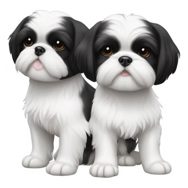 Two black and white shitz tzu puppies  sticker