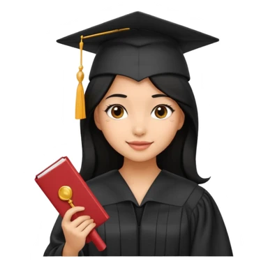 girl with beautiful black hair and graduation hat and diploma emoji ios 18 sticker