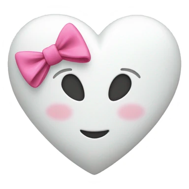 white heart with pink bow sticker