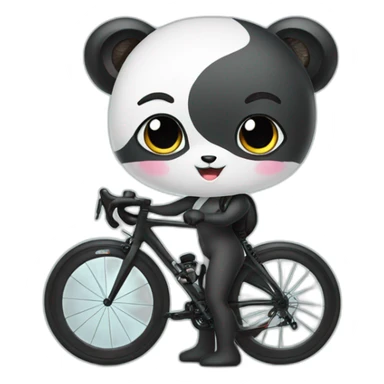 Cute Panda girl with carbon road bike sticker