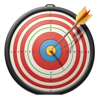 A close-up of a bowstring pulled taut with an arrow aimed at a target. The target's concentric rings are visible in the background, highlighting the focus and precision required for archery. The scene captures the grace and concentration of the sport. sticker