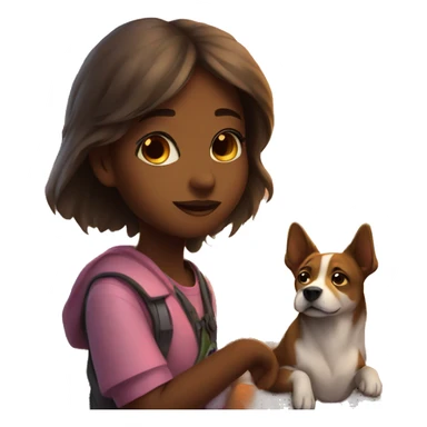 Girl with a dog watching a sunset sticker