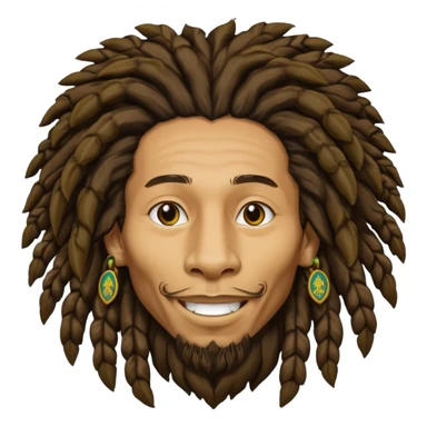 very realistic Bob Marley with gigantic dread locks in form heraldic crest with lion sticker