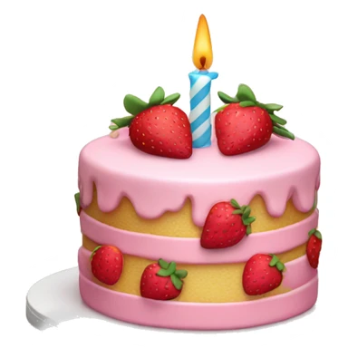 Pink strawberries and cream birthday cake with a candle sticker