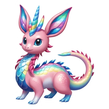 Shiny Sparkly beautiful gorgeous ethereal Rainbow Scaley Exotic Aurorus-Sylveon-Milotic-Dragonair-Fakémon-hybrid-creature (full body) sticker
