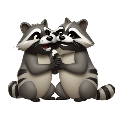 two raccoons kissing sticker