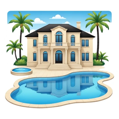 A mansion with a pool sticker