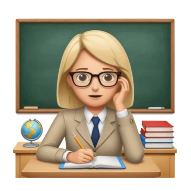 exhausted teacher in a bustling classroom sticker