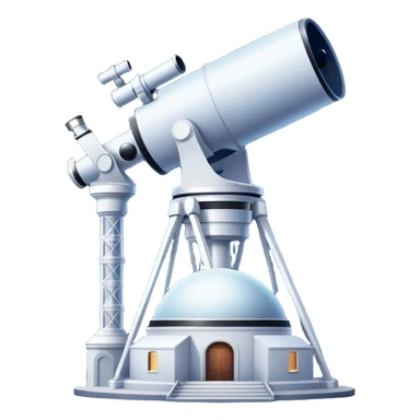 An icon featuring visible planets, distant stars, and galaxies, an observatory with a giant telescope, set against a starry sky, symbolizing the study of astronomy and celestial exploration. Transparent background highlights the wonder of the universe. sticker