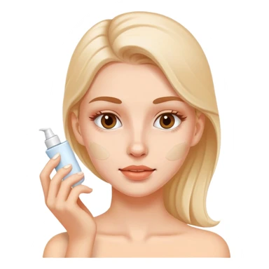 white girl applying cream on face sticker