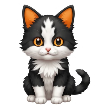 a sitting black and white with orange kitten sticker