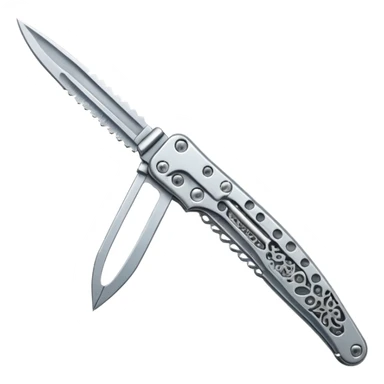 Silver colour butterfly knife sticker
