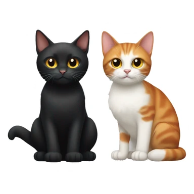 black cat and ginger cat with white chest and paws sticker