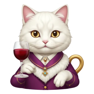 Fancy white cat with a cup of wine sticker