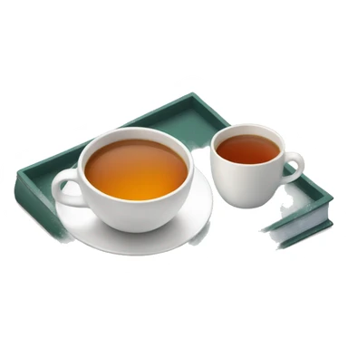 tray with book and one cup of tea on it sticker