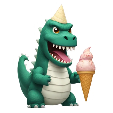 Godzilla eating an ice cream cone sticker