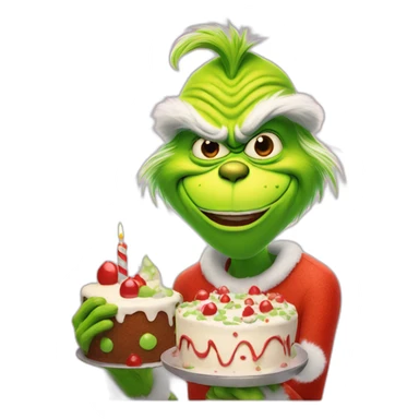 Grinch with a cake sticker